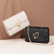 Bolso de Hombro de Cuero Genuino con Cadena, Elegante para Mujer