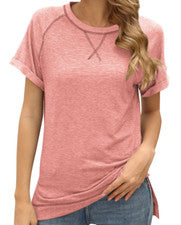 ⭐⭐⭐Camiseta Mujer Blusa Moda Raglán Manga Corta Rosado Deportes Camisetas Informales