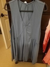 Nuevo sin etiquetas Vestido sin mangas de algodón/spandex azul para mujer talla pequeña