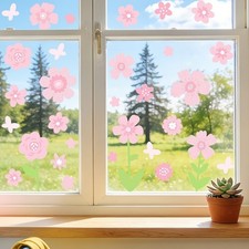 Pegatina autoadhesiva de vidrio rosa con patrón de PETAL para decoración de interiores del hogar