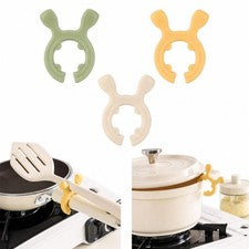 Soporte de mango de olla de silicona 3 piezas y reposapátulas, 2026 amarillo + blanco + verde