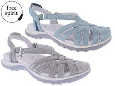 Sandalias Free Spirit Alexa Gamuza Genuina Informales Acolchadas Comort Zapatos para Caminar