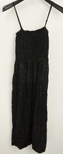 Nuevo Vestido Midi NSR Para Mujer Talla S Negro Floral Satinado Combo Calado Sin Mangas