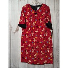 Vestido Maggie Dulce Rojo Estampado Floral Cuello en V Manga 3/4 Para Mujer 1X Anfitrión Elige