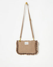 Bolso Bandolera OLIVER BONAS Marrón Guinga con Volantes Nuevo con Etiquetas