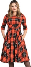 Vestido Rockabilly Hell Bunny »CLEMENTINE CHECK» cuadros TARTÁN 3/4 brazo SWING DRESS