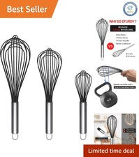 Elegante Juego de 3 Batidores de Silicona - Herramientas de Cocina Antiadherentes y Resistentes al Calor