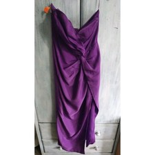 Maxi Vestido Moda Nova Sin Tirantes Púrpura Abertura Lateral Nuevo Con Etiquetas Púrpura Y2K City