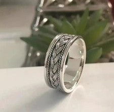 Anillo banda giratoria de plata esterlina 925 sólida anillo hecho a mano todos los tamaños