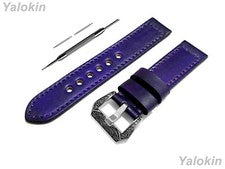 Correa de cuero cosido de doble cara púrpura cepillado 18 mm-25 mm para relojes