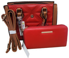 Para mujeres Rojo Bandolera Cartera Bolso de Mano Cartera a Juego Conjunto de 2 Piezas Nuevo con Etiquetas