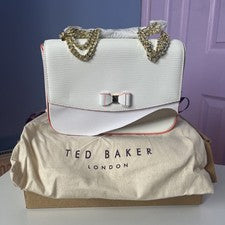 Bandolera Ted Baker de Cuero, Blanco, Naranja, Dorado, Nuevo con etiquetas, PVP £129