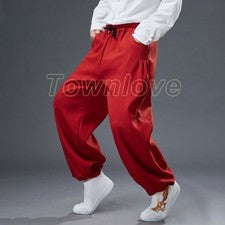 Pantalones informales de terciopelo de invierno estilo étnico retro estilo chino polar pantalones sueltos