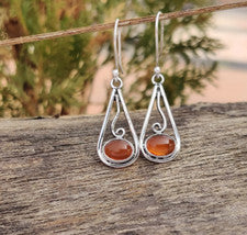 Pendientes plata cornalina piedra 925 plata de ley para mujer