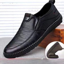 Mocasines de cuero para hombre antideslizantes para caminar planos transpirables al aire libre sin cordones informales S