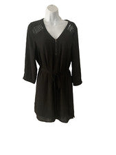 Vestido DANIEL RAINN Pequeño Negro Para Mujer Talla S Cinturón 1/4 Cremallera Acentos Recortados Nuevo Con Etiquetas