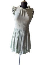 Vestido de moda para mujer talla pequeña babydoll con bolsillos verde menta sin mangas nuevo