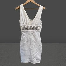 NUEVO Mini Vestido Sky Para Mujer Bodycon Estrás Blanco Mediano