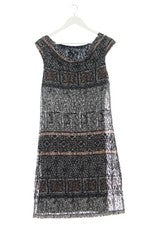 s.Oliver Vestido Gasa Estampado Gráfico Mujer Talla 40 Negro Blanco Marrón