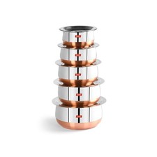 Juego De 5 Utensilios De Cocina De Acero Inoxidable Con Fondo De Cobre Con Tapa