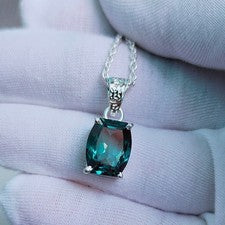 Colgante de plata 925 con zafiro verde azulado natural de 18 quilates certificado piedras preciosas sueltas