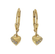 Pendientes Niña Corazón Niños Pendientes con Circonitas Colgante Plata 925 Chapado en Oro