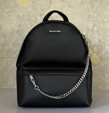 Mochila Michael Kors Slater de cuero de cadena media negra