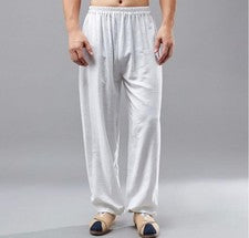 Pantalones largos Kongfu de algodón sueltos informales estilo chino de moda para hombre