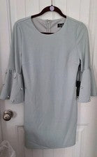 Vestido Vaina Lulu's Para Mujer Verde Salvia Manga Campana Con Perlas Talla M Baile de graduación Fiesta