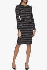 Nuevo vestido vaina retorcida a rayas para mujer Tommy Hilfiger talla 4