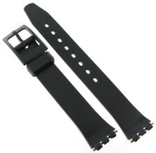 Correa de reloj de repuesto de goma PVC negra para dama de 12 mm se adapta a Swatch