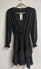 Mini Vestido Secreto Moda Mujer S Cuello en V Frontal Envolvente Mangas Globo Hecho en Grecia