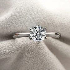 Anillo de compromiso chapado en plata 925 anillo de mujer piedra circonita 1ct ajustable