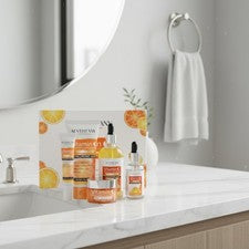 Set de cuidado de la piel con vitamina C para mujeres, piel con ácido hialurónico hidratante 5 en 1...
