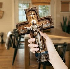 Cruz de madera Jesucristo cristiana religiosa decoración de pared fe hogar iglesia regalo