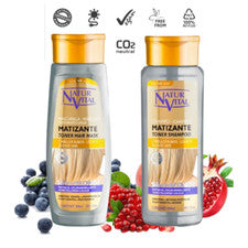 Juego de champú y mascarilla natural vital cabello rubio color arándano seguro