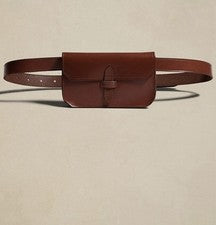 Riñonera de cuero para mujer Banana Republic Heritage marrón coñac safari