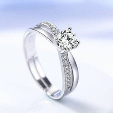 Mujeres Niñas Piedra de Cristal Anillo Ajustable Plata de Ley 925 Joyería Regalo Reino Unido