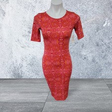 Vestido LuLaRoe Julia Talla XXS Para Mujer Paisley Naranja/Colores Rosa Caliente - Nuevo