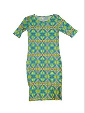 Vestido para mujer Lularoe Julia talla XS azul multicolor hasta la rodilla elástico colorido