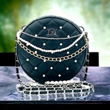 Bolso Bandolera Badgley Mischka Negro Acolchado Correa de Cadena Nuevo con Etiquetas Bolso de Hombro para Mujer’s