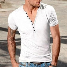 Camiseta de manga corta informal de moda para hombre cuello redondo ajustada deportiva moda