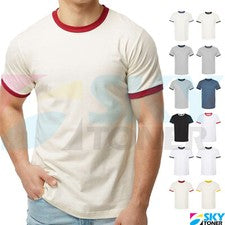 Camiseta Fine Jersey Ringer Para Hombre Retro Estilo Clásico Camiseta Básica Lisa Tultex 246