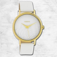 Oozoo Cuero Reloj de Mujer C10601 Análogo Cuarzo Pulsera Blanco Relojes UOC10601