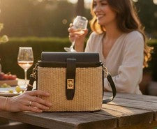 Bolso de mano para mujer de cuero italiano de diseñador - Cartera de lujo negra Elena