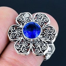 Anillo de joyería de plata esterlina 925 hecho a mano con piedras preciosas...