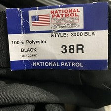 Pantalones de poliéster negros National Patrol para hombre estilo 3000 talla 38R sin dobladillo nuevos con etiquetas