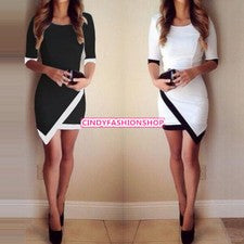 Moda Mujeres Vendaje Bodycon Asimétrico Noche Sexy Fiesta Cóctel Mini Vestido