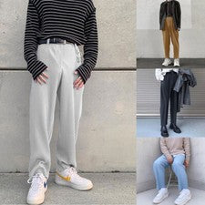 Pantalones informales de moda para hombre tendencia color sólido, pantalones informales de pierna recta para hombre