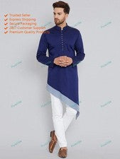 Ropa India Moda Camisa Para Hombre Corto Kurta Algodón Tradicional Vestido Kurta